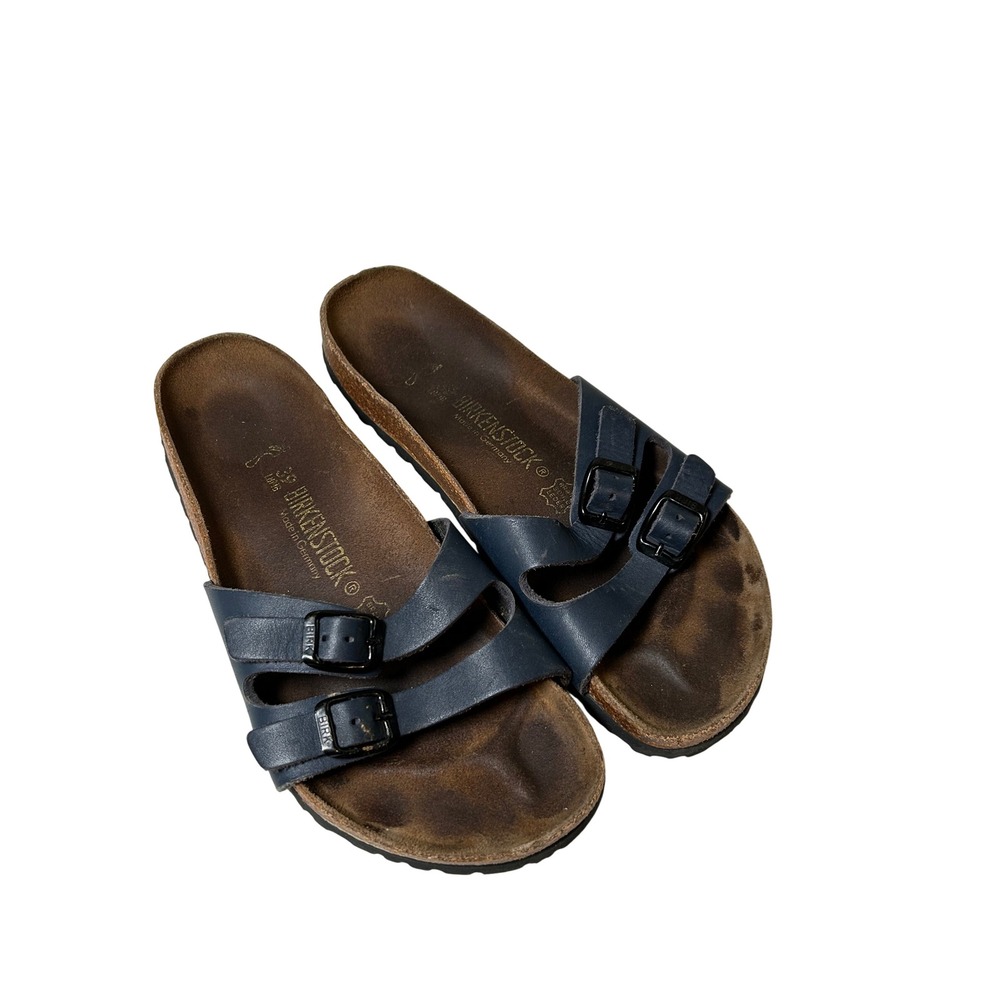 Birkenstock Ibiza Birko Flor Sandals Women's 39 Navy Blue Double Strap Shoes 8.5